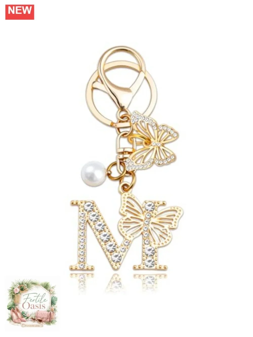 Initial Keychain Bag Charm Butterfly Pendant Purse Charm Women